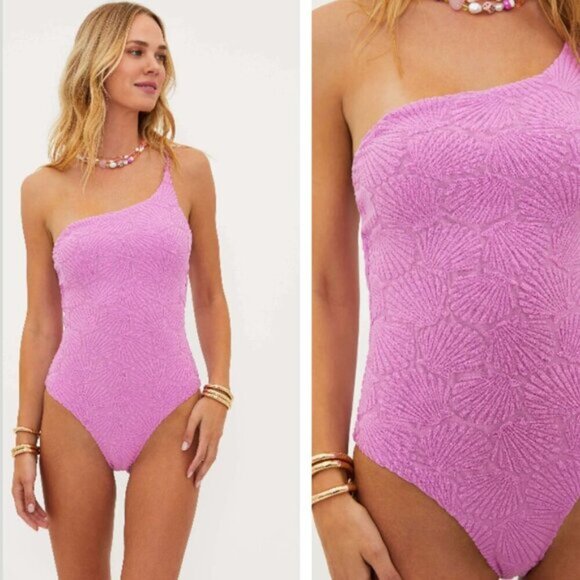 New! Beach Riot Shell Pink Purple Terry Athena One Piece Swimsuit 24802 - Picture 2 of 9